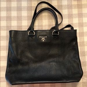 PRADA LEATHER TOTE WITH STRAP